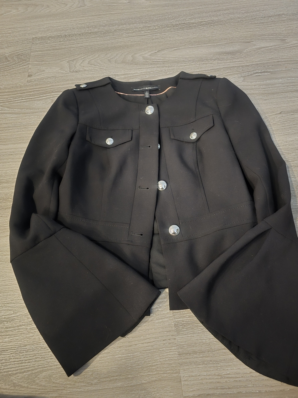 White House Black Market Black Cropped Military-Style Jacket